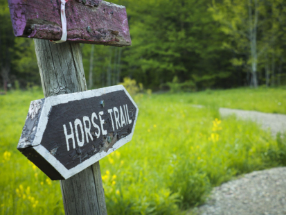 Sign notifying trail users of a "horse trail."