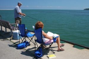 Fishing in the lake in Dunkirk.