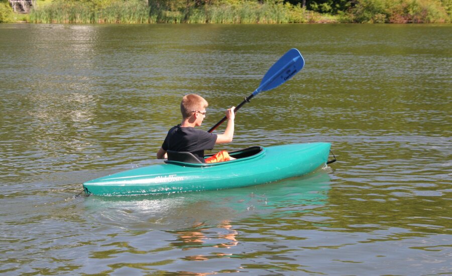 Kid Kayaking on Cassadaga Lake