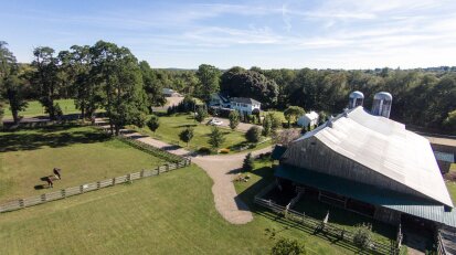 Aerial view of the Great Tree Inn Bed and Breakfast in Chautauqua County