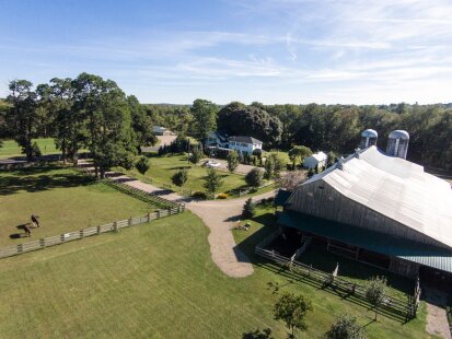 Aerial view of the Great Tree Inn Bed and Breakfast in Chautauqua County