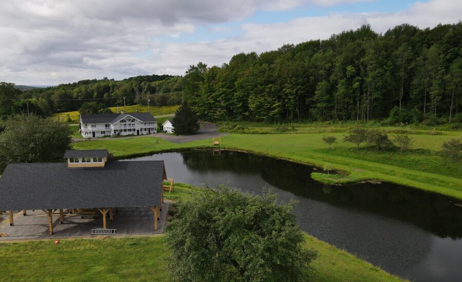 Morning Glory Inn aerial view inn and pavilion