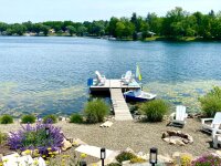 Blue Oar dock chairs firepit