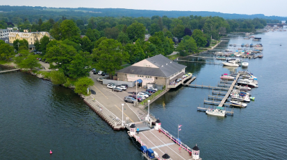 Village Casino with Bemus Point Stow Ferry and docks on Chautauqua Lake