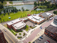 National Comedy Center Park and Riverwalk aerial