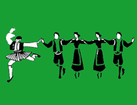 Illustration of some dancers with a green backdrop.