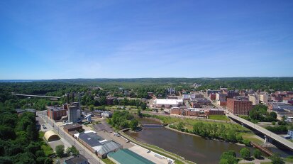 Aerial View of Jamestown and Chadakoin River