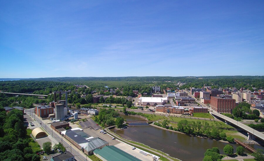 Aerial View of Jamestown and Chadakoin River