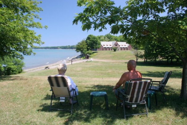 Two people enjoying Long Point State Park.