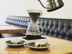 Coffee and biscuits are served at Pour Over Crown Street.