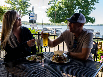 Dining outside at Ellicottville Brewing on Chautauqua