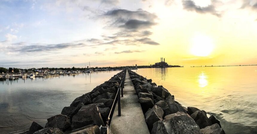 Dunkirk Breakwall at Sunset by @travelwny