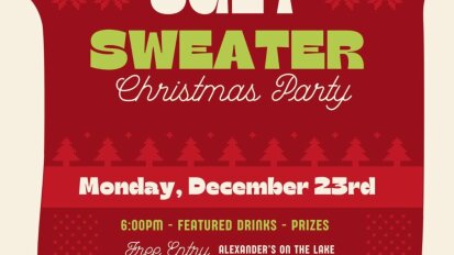 Ugly Sweater Christmas Party Alexander's on the Lake Findley Lake December 23 new date