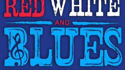 Red, White and Blues festival logo