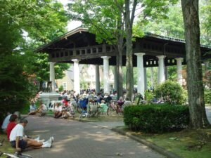 Wide shot of the hall of philosophy in Chautauqua.