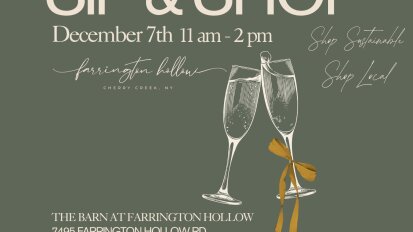 Holiday Sip and Shop December 7th 11 am to 2 pm Farrington Hollow