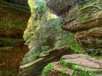 Scenic view of Panama Rocks Scenic Park featuring large rock formations