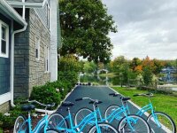 Blue Oar bikes in driveway Cassadaga Lake