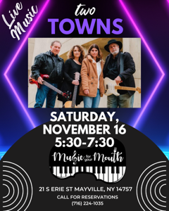 Live Music Two Towns Saturday November 16 Music for Your Mouth