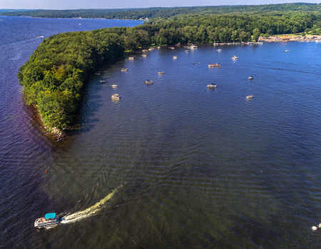 Long Point State Park on Chautauqua Lake from above