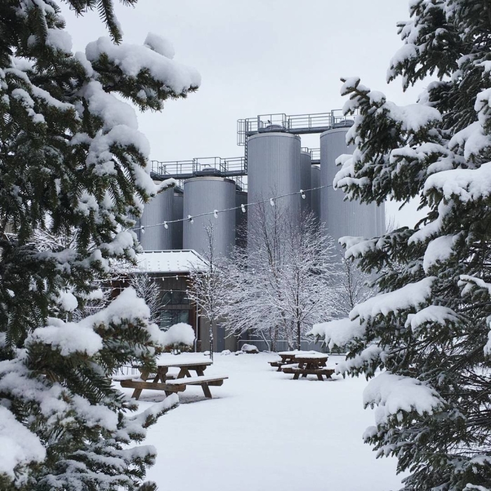 Fresh snow at Southern Tier Brewing Company, Lakewood, New York