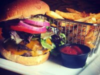 Explore-Craft-Breweries-and-Distilleries EBC West Burger Fries Ketchup