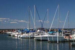 Sailboats in Dunkirk Harbor.