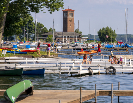 Chautauqua Institution Miller Bell Tower and Lake