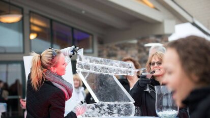 A ice martini luge at the Fire and Ice event at the Chautauqua Harbor Hotel