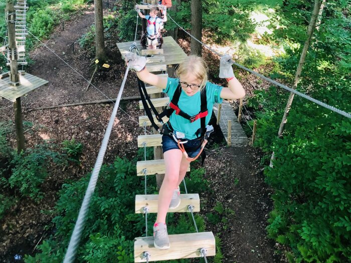 Kids at Peek'n Peak's Aerial Adventure Course