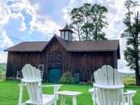 The Plum Bush House barn and Adirondack chairs