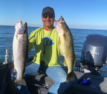 Rob Oram with steelhead and walleye