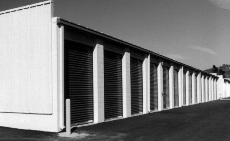 Black and white of the 394 Storage facility.