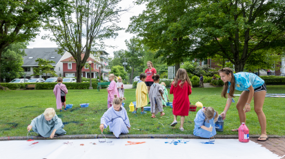 Chautauqua Institution children painting in Bestor Plaza