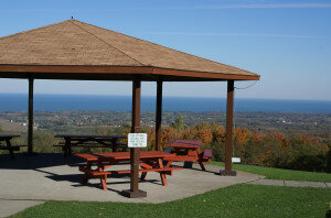 Pavilion overseeing the lake.