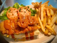 bbq gold chicken finger sub and french fries