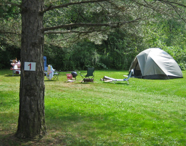 Camp site setup at Chautauqua Lake.