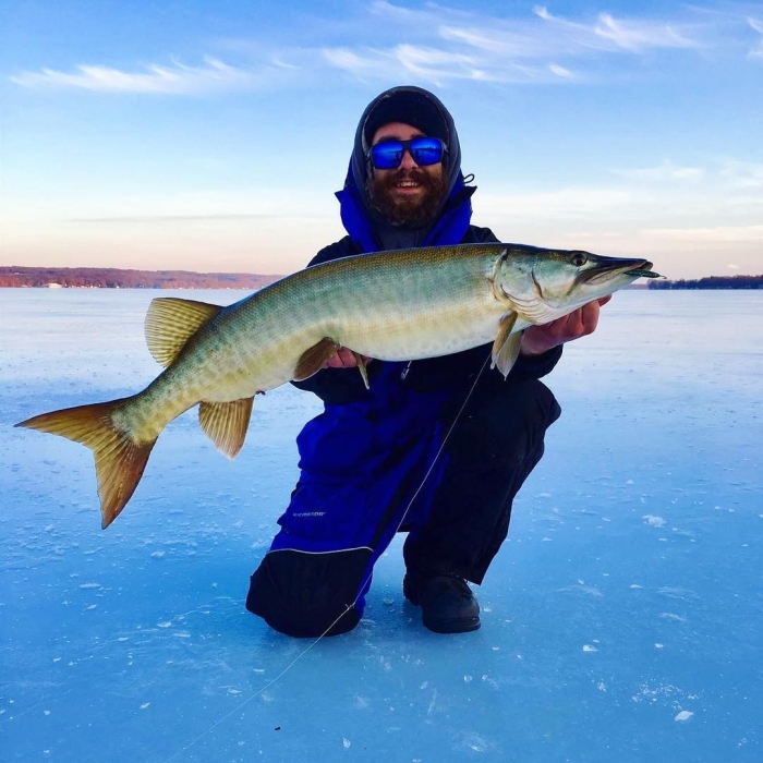 Muskellunge caught on a frozen Chautauqua Lake