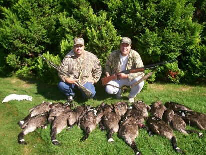 Hunters in Chautauqua County with their catch of Canadian Geese