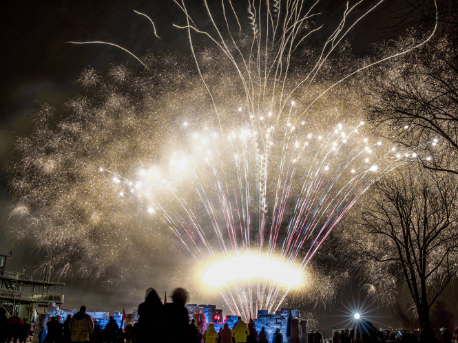 Fireworks over the Ice Castle, Presidents' Day Weekend Mayville