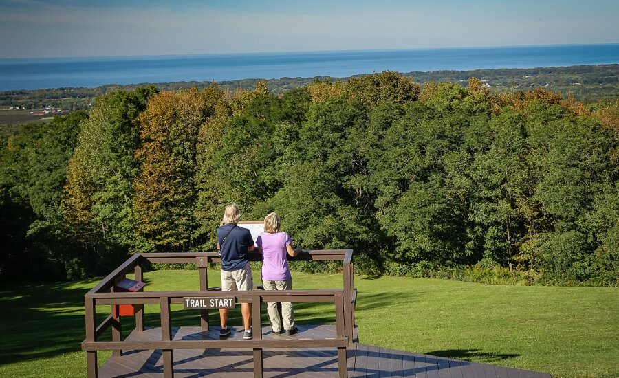 Luensman Overlook people standing on platform looking at lake erie