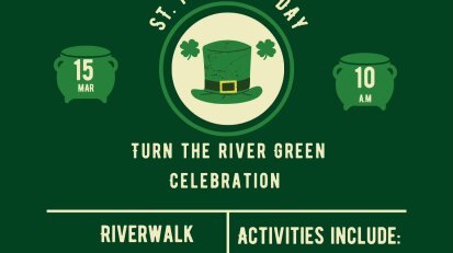 Collaborative Children's Solutions and the City of Jamestown Present St Patrick's Day Turn the River Green Celebration