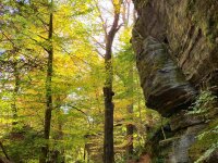 Scenic view of Panama Rocks Scenic Park featuring large rock formations